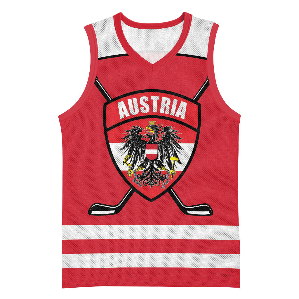 Austria Ice Hockey Custom Basketball Jersey Austrian Eagle Shield Red Version