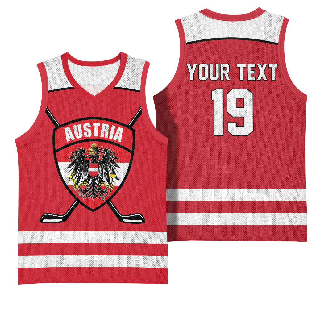 Austria Ice Hockey Custom Basketball Jersey Austrian Eagle Shield Red Version