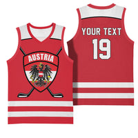 Austria Ice Hockey Custom Basketball Jersey Austrian Eagle Shield Red Version