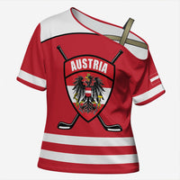 Austria Ice Hockey Custom Cross Shoulder Shirt Austrian Eagle Shield Red Version