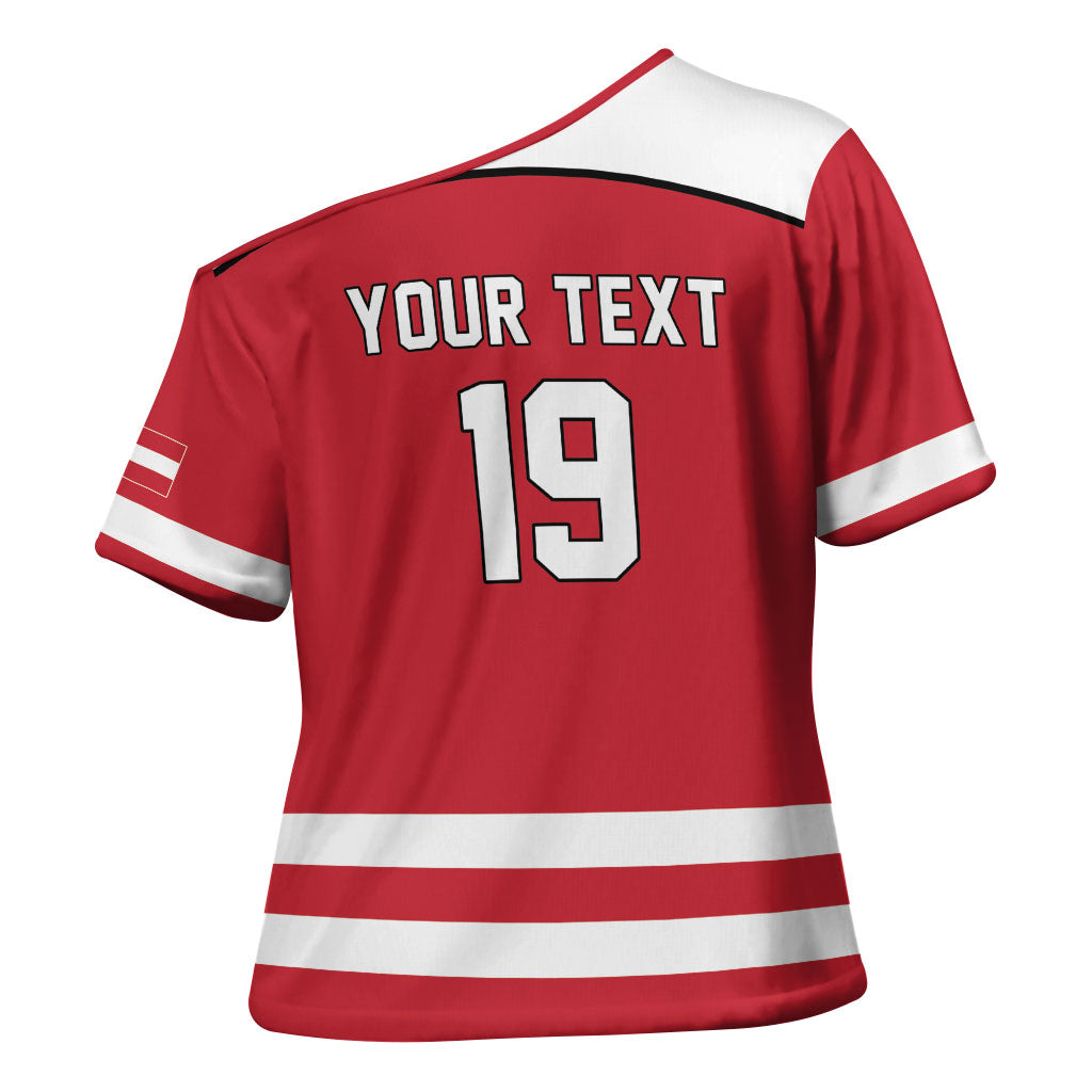Austria Ice Hockey Custom Cross Shoulder Shirt Austrian Eagle Shield Red Version
