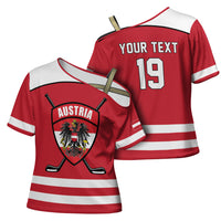 Austria Ice Hockey Custom Cross Shoulder Shirt Austrian Eagle Shield Red Version