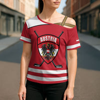 Austria Ice Hockey Custom Cross Shoulder Shirt Austrian Eagle Shield Red Version