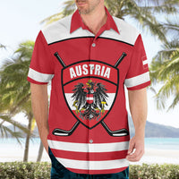 Austria Ice Hockey Custom Hawaiian Shirt Austrian Eagle Shield Red Version