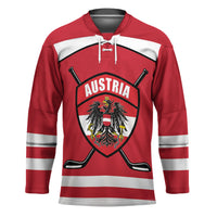 Austria Ice Hockey Custom Hockey Jersey Austrian Eagle Shield Red Version
