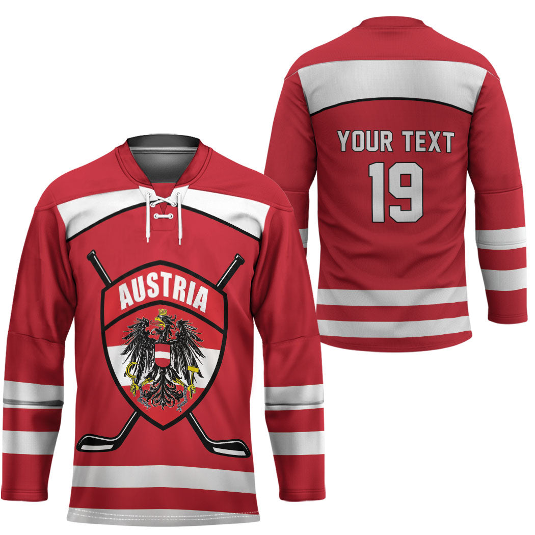 Austria Ice Hockey Custom Hockey Jersey Austrian Eagle Shield Red Version