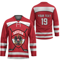 Austria Ice Hockey Custom Hockey Jersey Austrian Eagle Shield Red Version