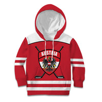 Austria Ice Hockey Custom Kid Hoodie Austrian Eagle Shield Red Version