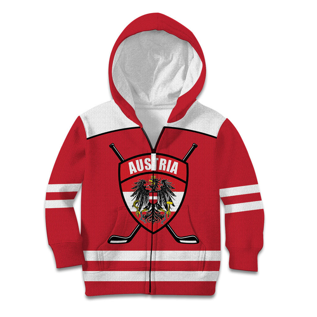 Austria Ice Hockey Custom Kid Hoodie Austrian Eagle Shield Red Version