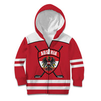 Austria Ice Hockey Custom Kid Hoodie Austrian Eagle Shield Red Version