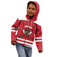 Austria Ice Hockey Custom Kid Hoodie Austrian Eagle Shield Red Version