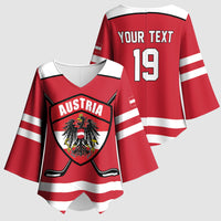 Austria Ice Hockey Custom Kimono Sleeve Blouse Austrian Eagle Shield Red Version