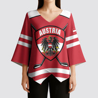 Austria Ice Hockey Custom Kimono Sleeve Blouse Austrian Eagle Shield Red Version