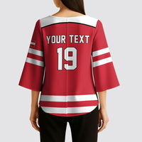 Austria Ice Hockey Custom Kimono Sleeve Blouse Austrian Eagle Shield Red Version