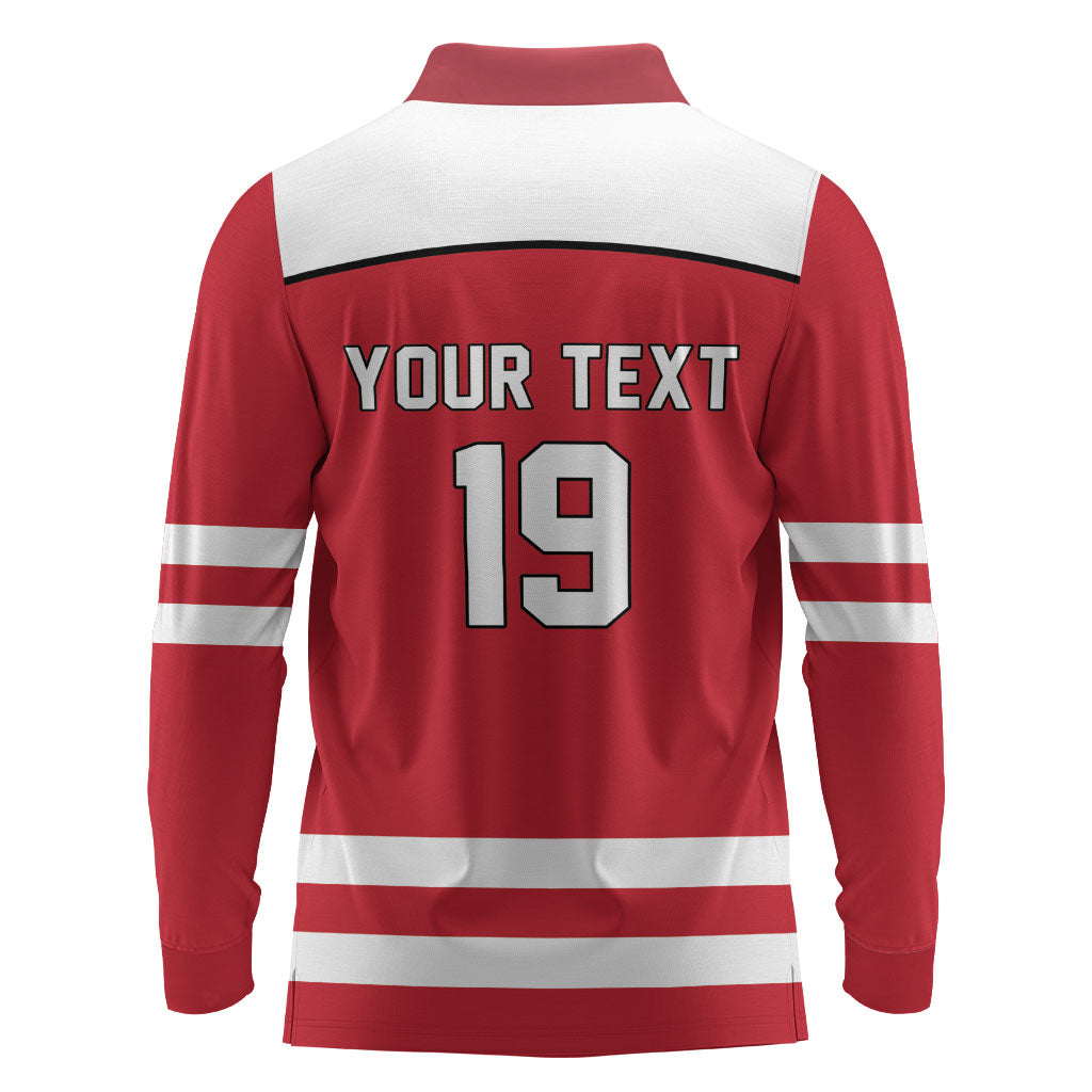Austria Ice Hockey Custom Long Sleeve Polo Shirt Austrian Eagle Shield Red Version