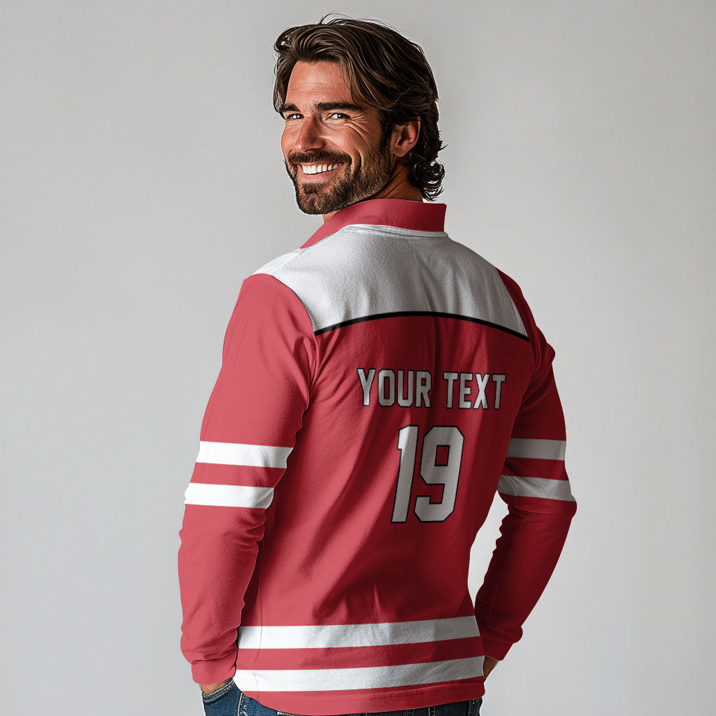 Austria Ice Hockey Custom Long Sleeve Polo Shirt Austrian Eagle Shield Red Version