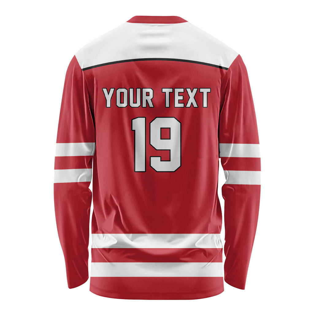 Austria Ice Hockey Custom Long Sleeve Shirt Austrian Eagle Shield Red Version