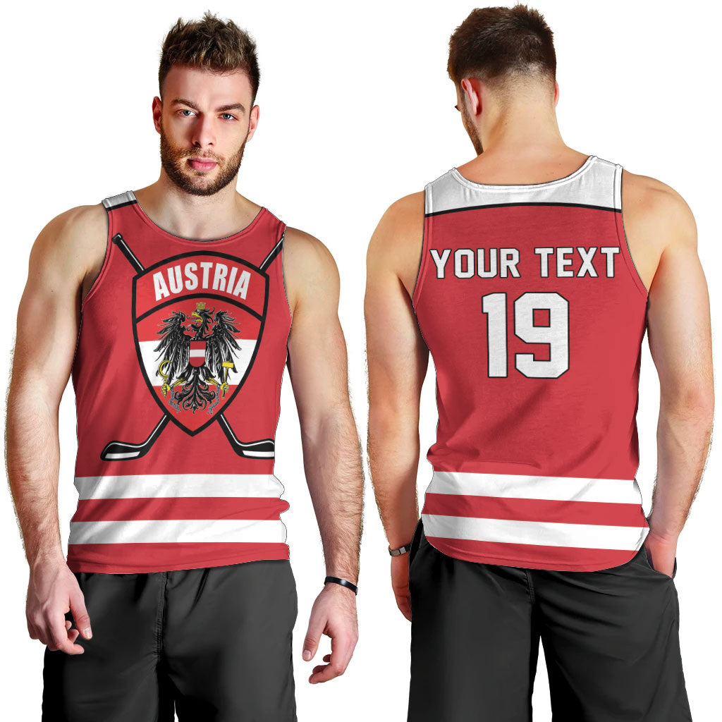 Austria Ice Hockey Custom Men Tank Top Austrian Eagle Shield Red Version
