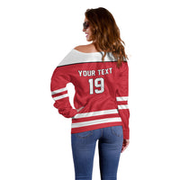 Austria Ice Hockey Custom Off Shoulder Sweater Austrian Eagle Shield Red Version
