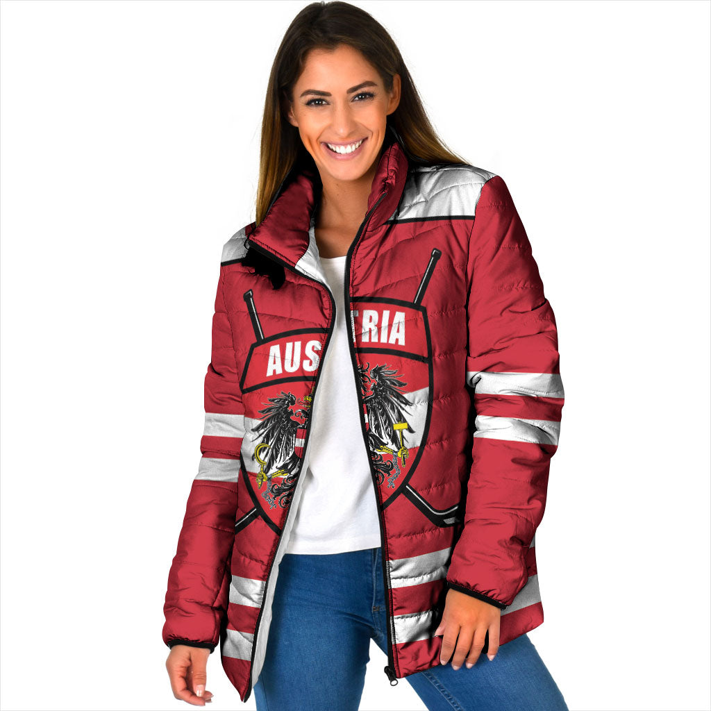 Austria Ice Hockey Custom Padded Jacket Austrian Eagle Shield Red Version