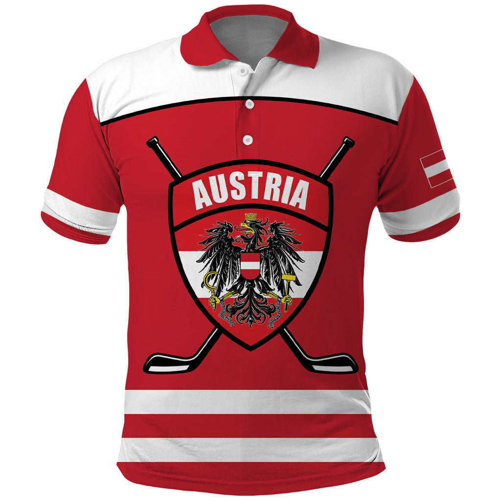 Austria Ice Hockey Custom Polo Shirt Austrian Eagle Shield Red Version