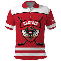 Austria Ice Hockey Custom Polo Shirt Austrian Eagle Shield Red Version