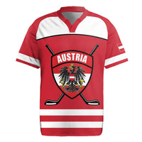 Austria Ice Hockey Custom Rugby Jersey Austrian Eagle Shield Red Version