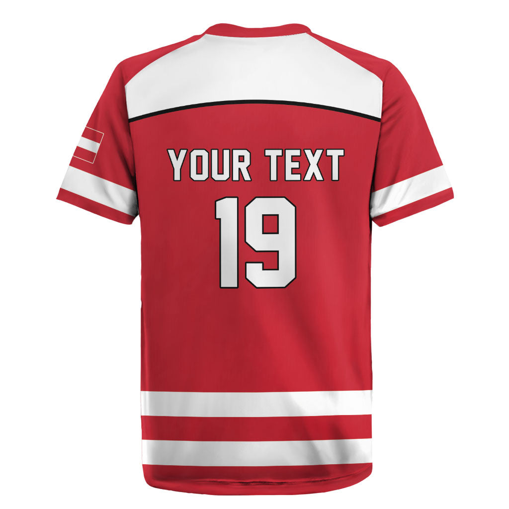 Austria Ice Hockey Custom Rugby Jersey Austrian Eagle Shield Red Version