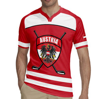 Austria Ice Hockey Custom Rugby Jersey Austrian Eagle Shield Red Version