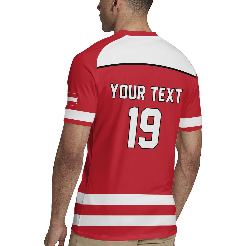 Austria Ice Hockey Custom Rugby Jersey Austrian Eagle Shield Red Version