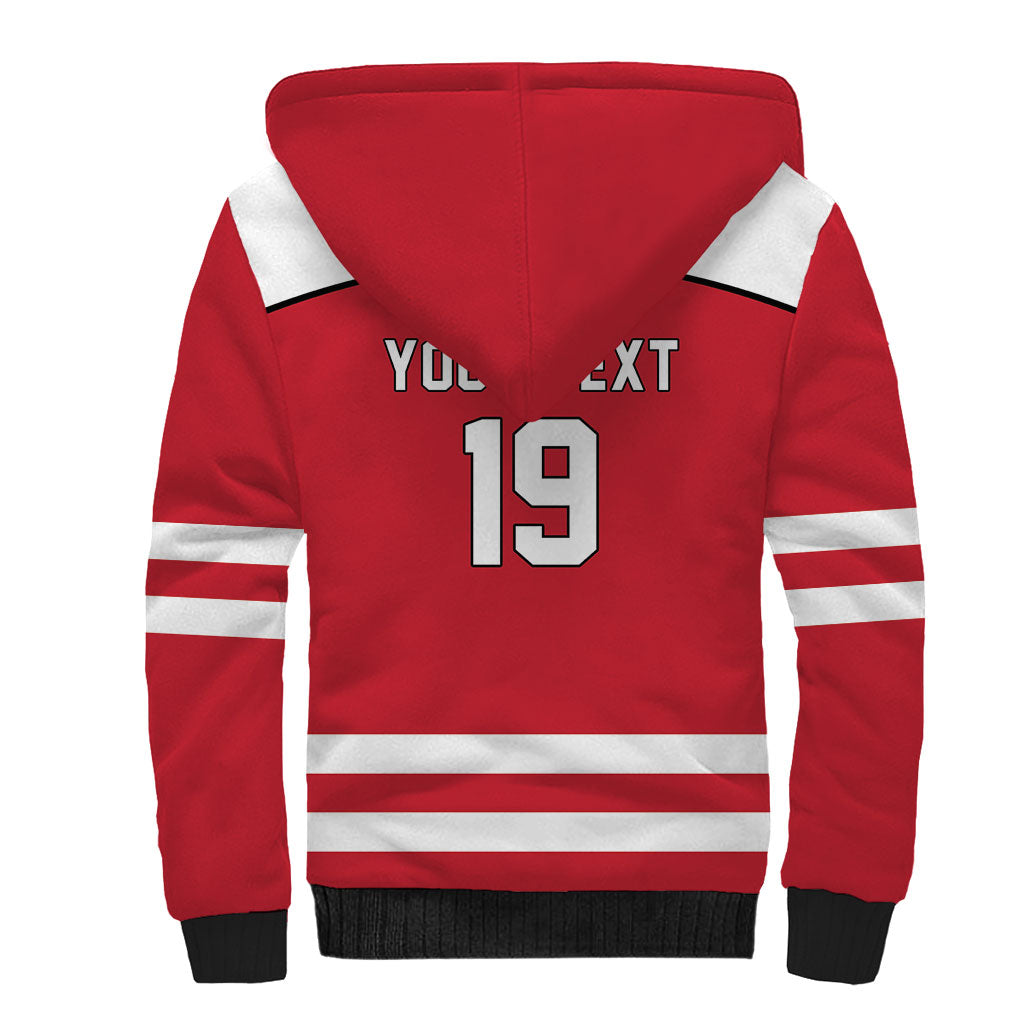 Austria Ice Hockey Custom Sherpa Hoodie Austrian Eagle Shield Red Version