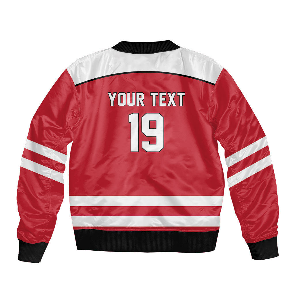 Austria Ice Hockey Custom Sleeve Zip Bomber Jacket Austrian Eagle Shield Red Version