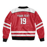 Austria Ice Hockey Custom Sleeve Zip Bomber Jacket Austrian Eagle Shield Red Version