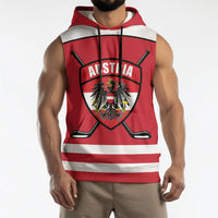 Austria Ice Hockey Custom Sleeveless Hoodie Austrian Eagle Shield Red Version