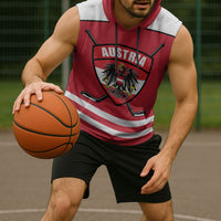 Austria Ice Hockey Custom Sleeveless Hoodie Austrian Eagle Shield Red Version