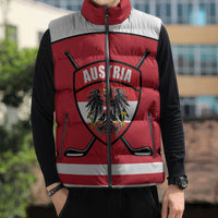 Austria Ice Hockey Custom Sleeveless Puffer Jacket Austrian Eagle Shield Red Version