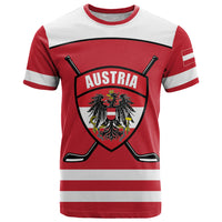 Austria Ice Hockey Custom T Shirt Austrian Eagle Shield Red Version
