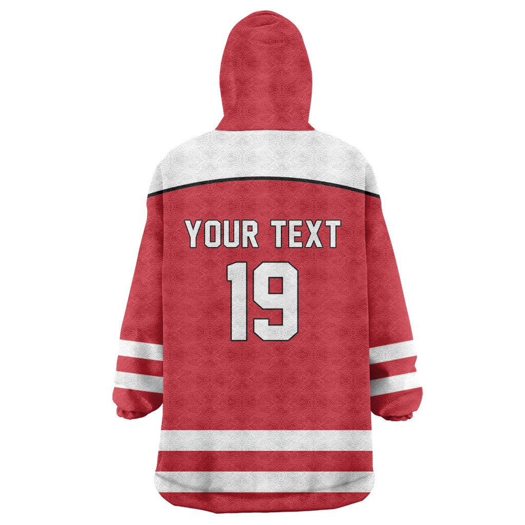 Austria Ice Hockey Custom Wearable Blanket Hoodie Austrian Eagle Shield Red Version