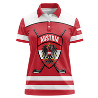 Austria Ice Hockey Custom Women Polo Shirt Austrian Eagle Shield Red Version