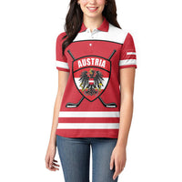 Austria Ice Hockey Custom Women Polo Shirt Austrian Eagle Shield Red Version