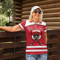 Austria Ice Hockey Custom Women Polo Shirt Austrian Eagle Shield Red Version