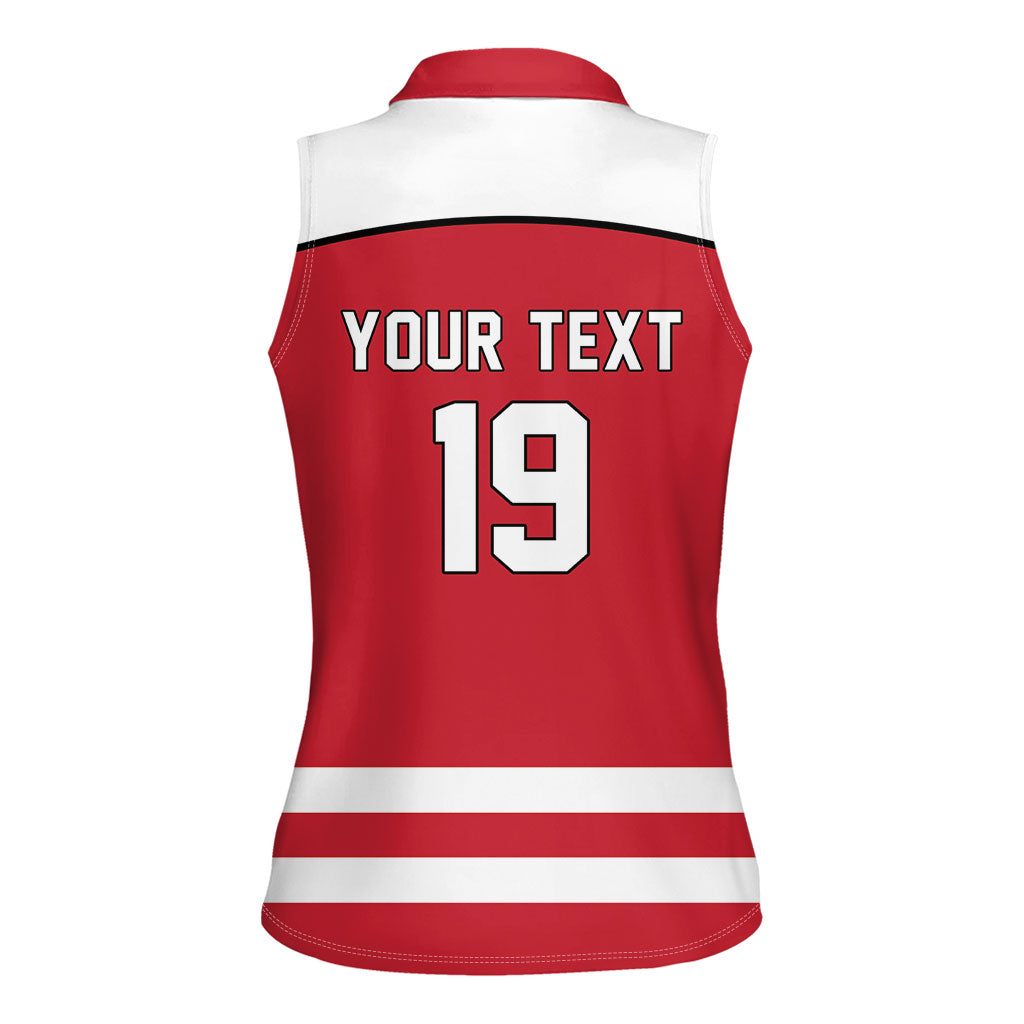 Austria Ice Hockey Custom Women Sleeveless Polo Shirt Austrian Eagle Shield Red Version