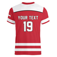 Austria Ice Hockey Custom Women V-Neck T-Shirt Austrian Eagle Shield Red Version