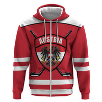 Austria Ice Hockey Custom Zip Hoodie Austrian Eagle Shield Red Version