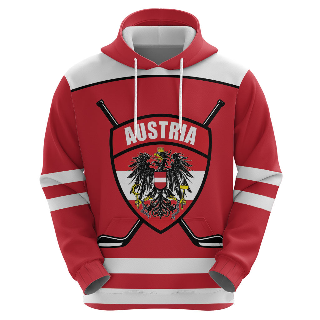 Austria Ice Hockey Custom Zip Hoodie Austrian Eagle Shield Red Version