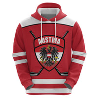 Austria Ice Hockey Custom Zip Hoodie Austrian Eagle Shield Red Version