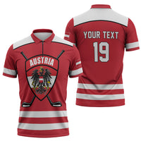 Austria Ice Hockey Custom Zipper Polo Shirt Austrian Eagle Shield Red Version