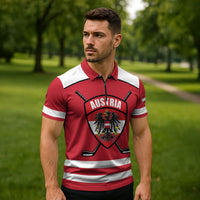 Austria Ice Hockey Custom Zipper Polo Shirt Austrian Eagle Shield Red Version