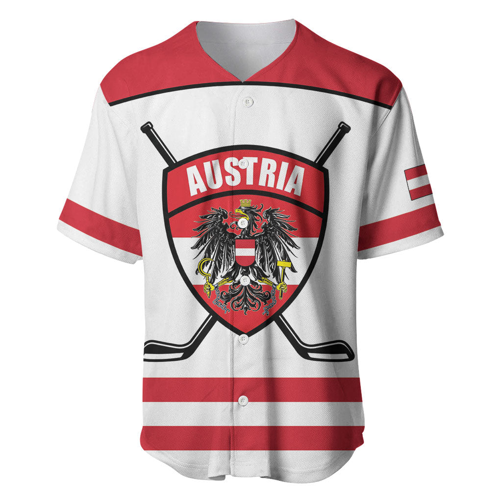 Austria Ice Hockey Custom Baseball Jersey Austrian Eagle Shield White Version