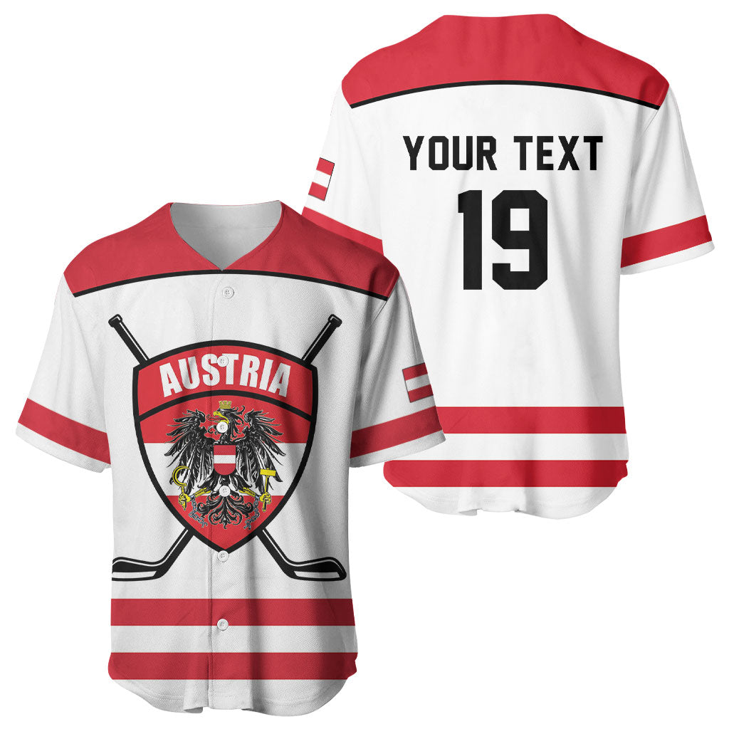 Austria Ice Hockey Custom Baseball Jersey Austrian Eagle Shield White Version